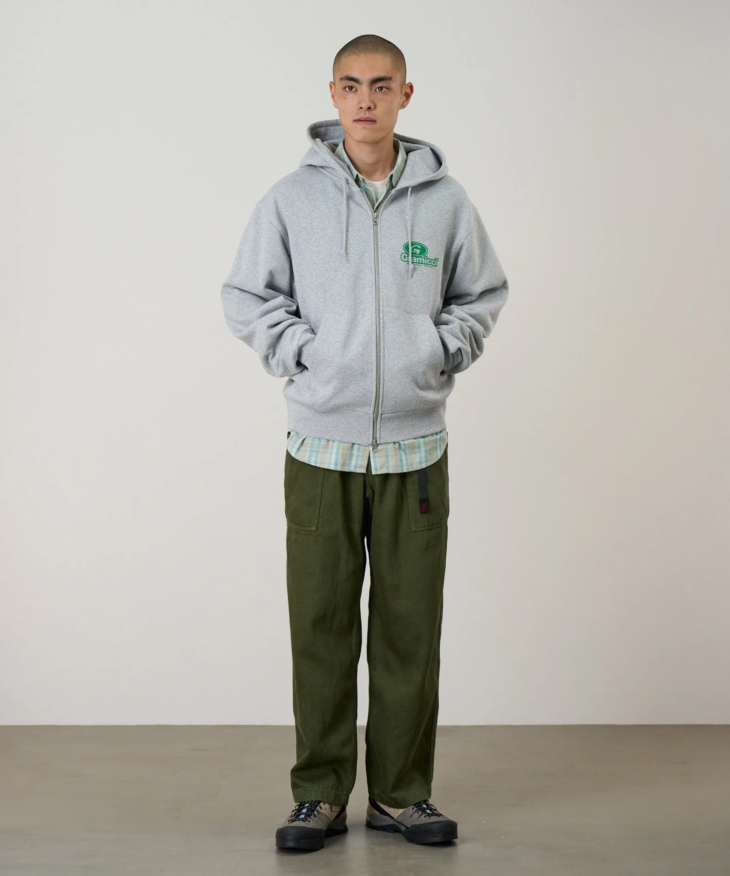 Gramicci 82 Zip Hooded Sweatshirt (Heather Grey) - Image 3