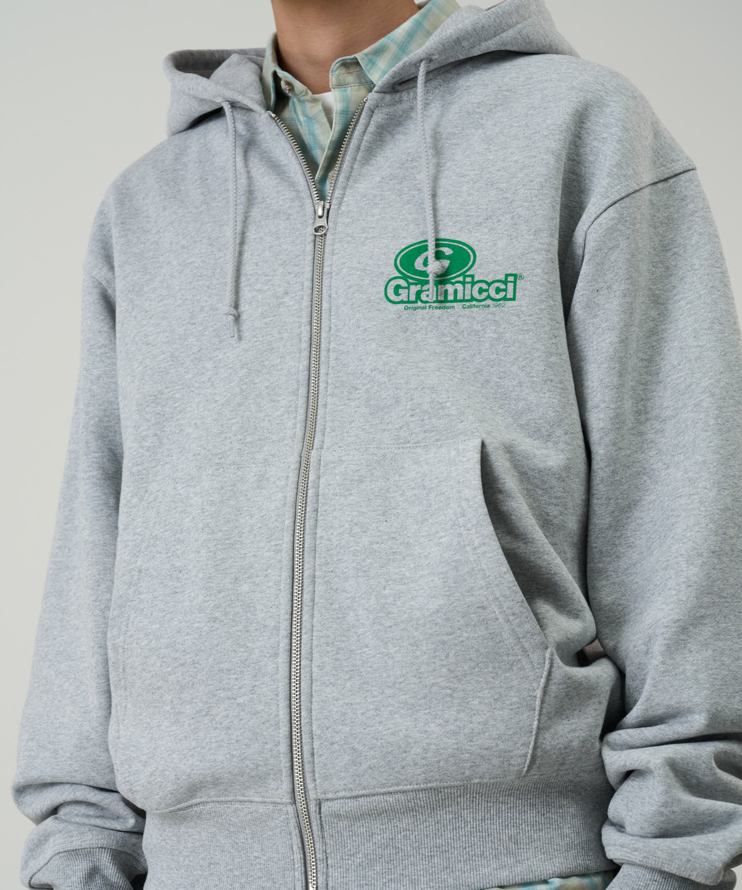 Gramicci 82 Zip Hooded Sweatshirt (Heather Grey) - Image 6