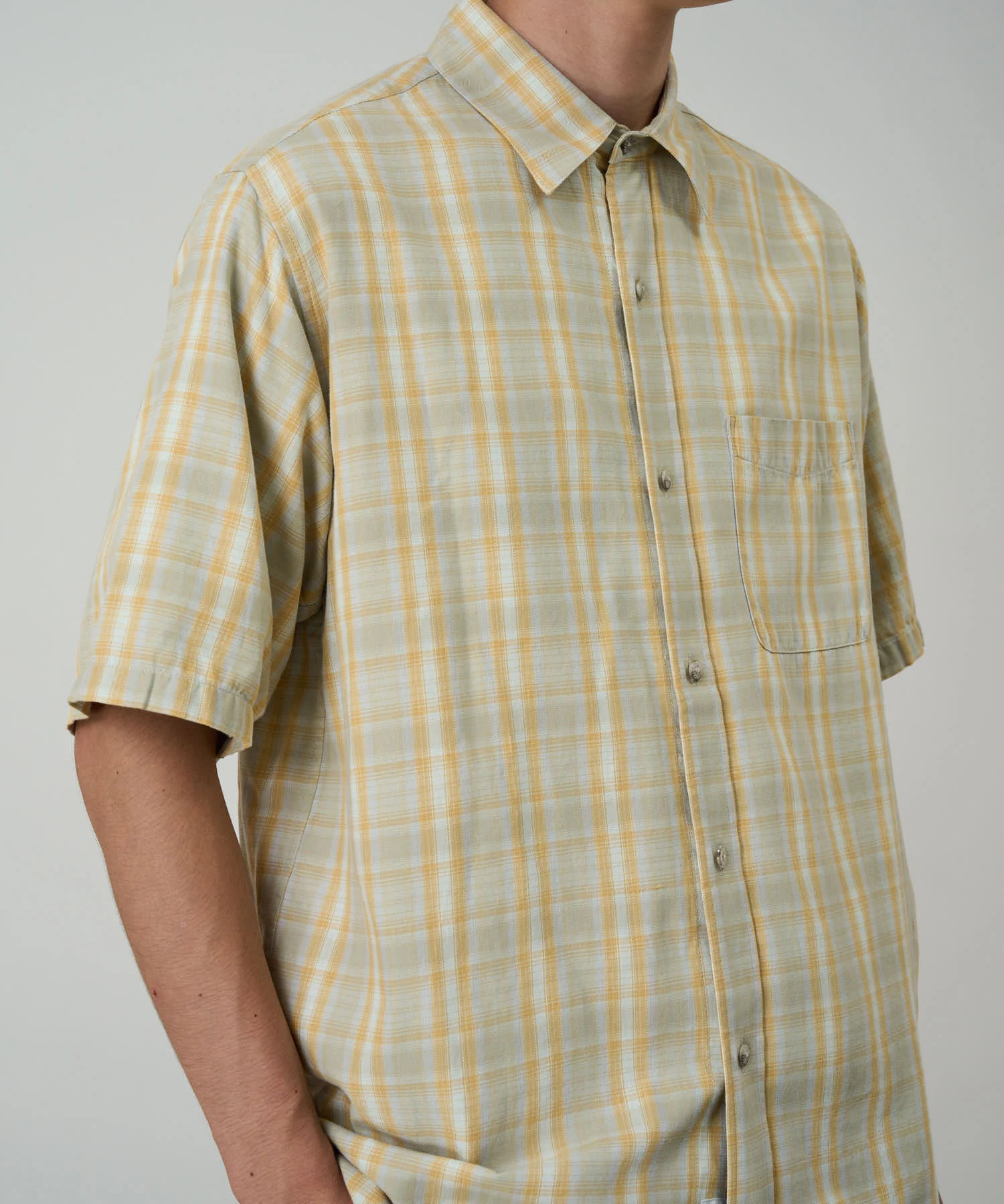 Gramicci Checkered Ombre Short Sleeve Shirt (Mustard) - Image 6