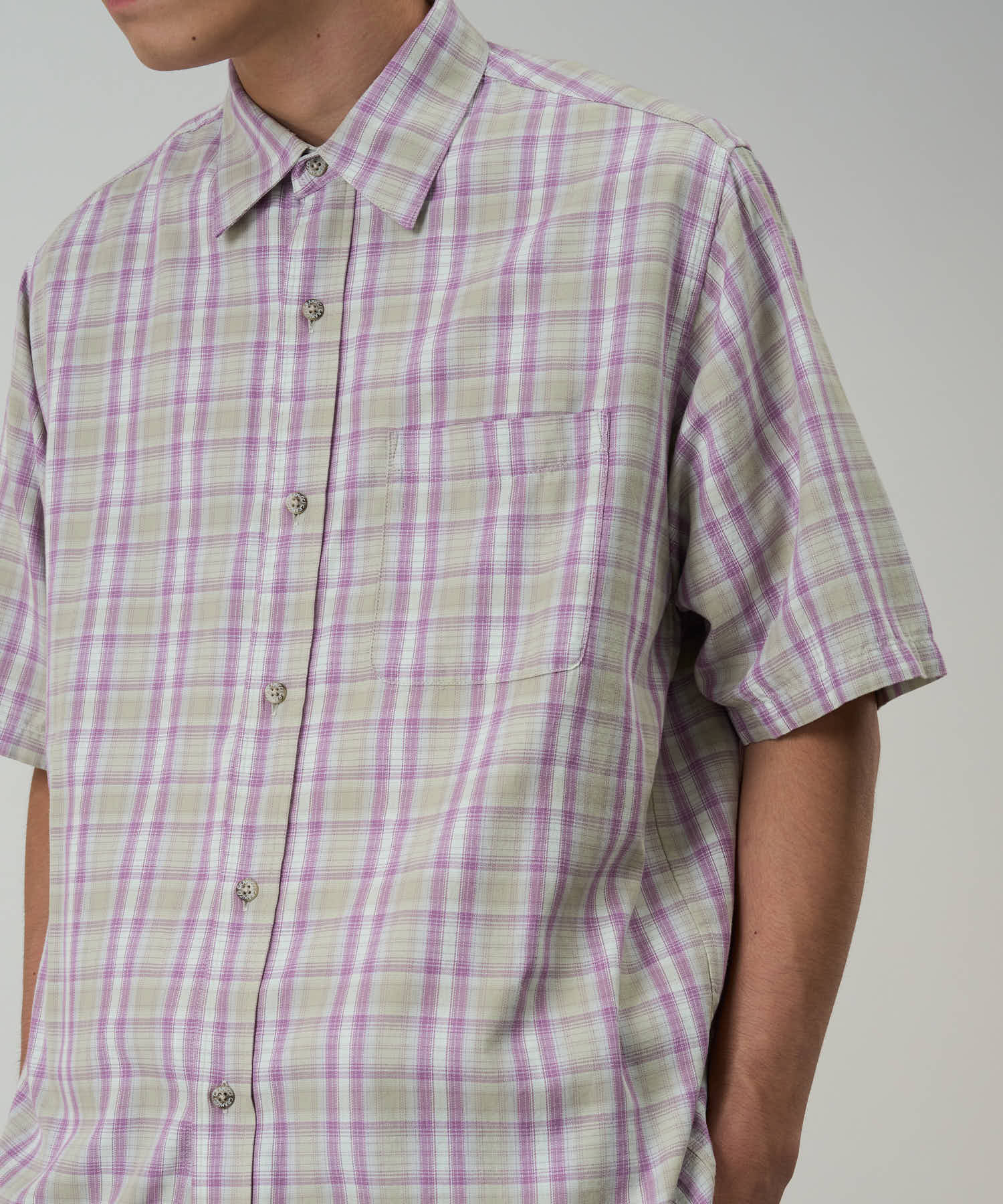 Gramicci Checkered Ombre Short Sleeve Shirt (Purple) - Image 3