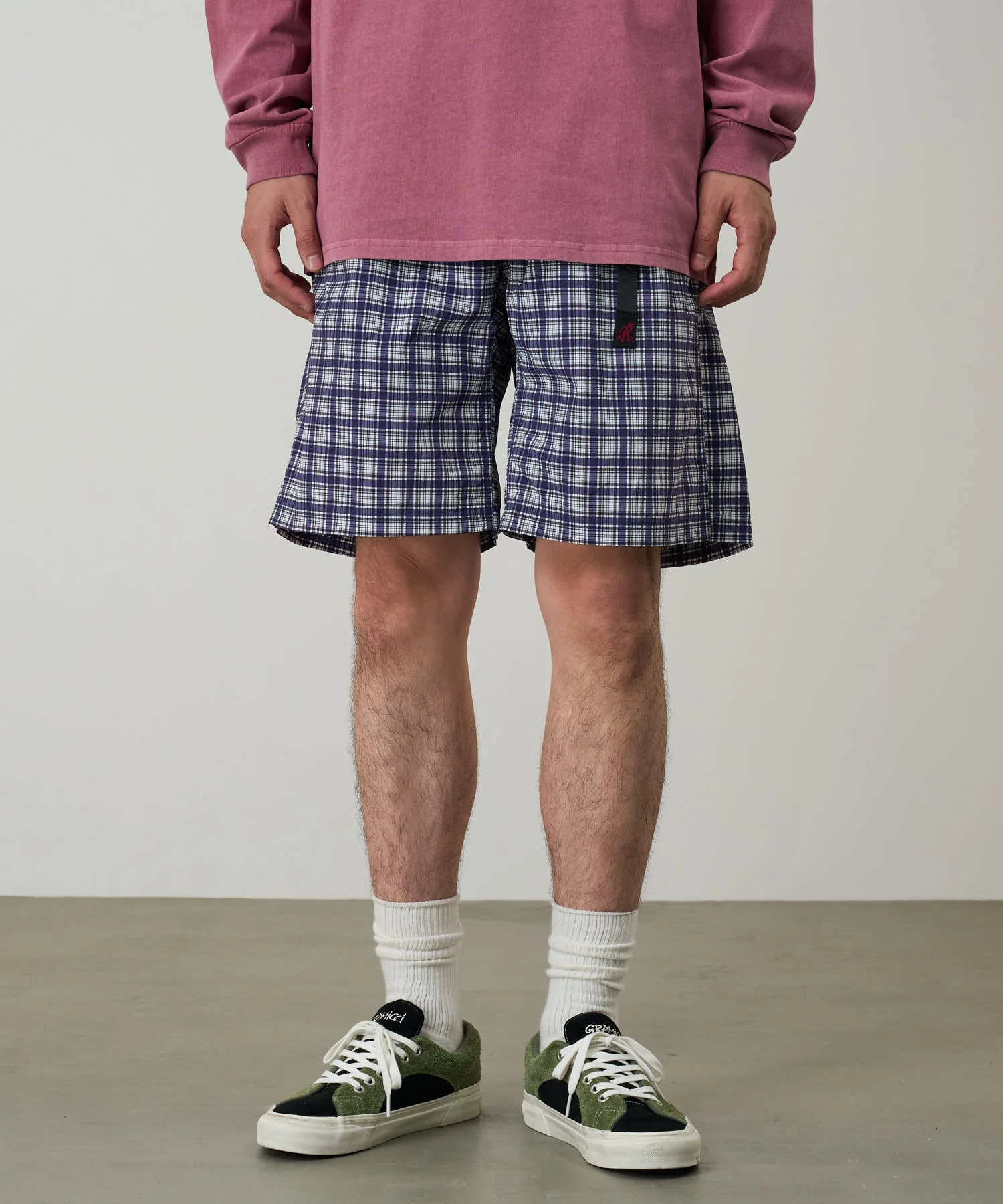 Gramicci Checkered Shell Shorts (Navy Check) - Image 3
