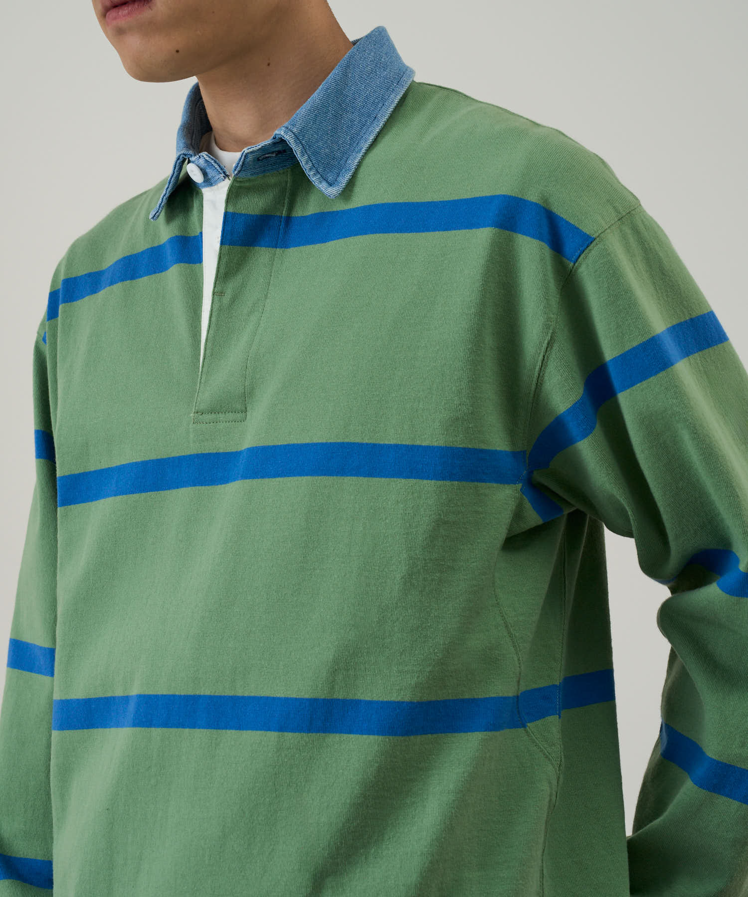 Gramicci Langdon Rugby Shirt (Olive / Blue) - Image 3