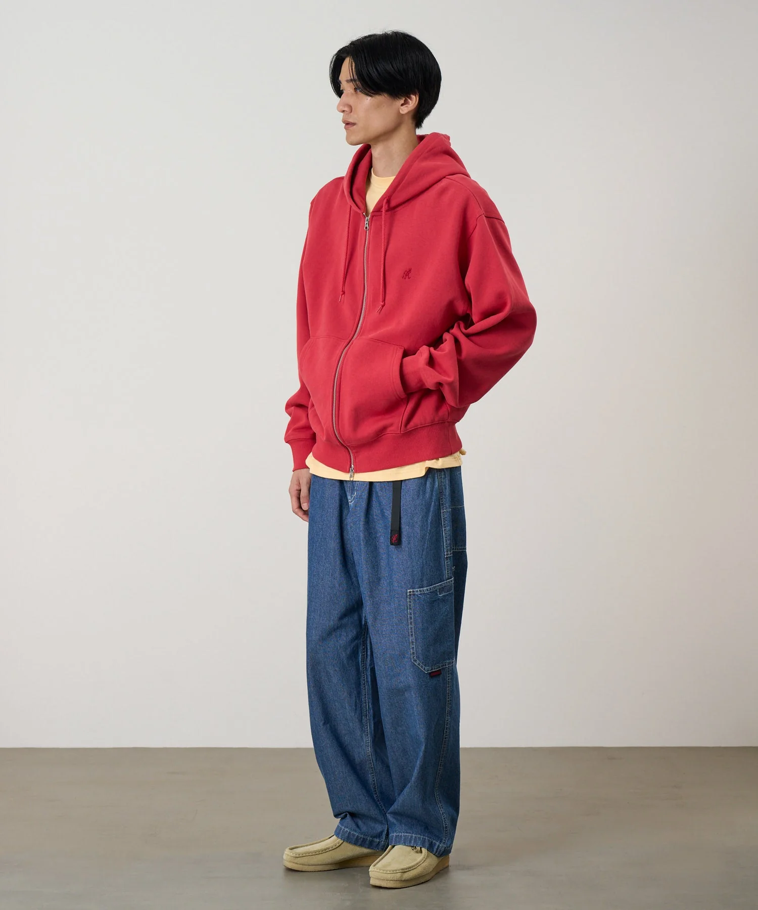 Gramicci One Point Zip Hooded Sweatshirt (Crimson Red) - Image 4