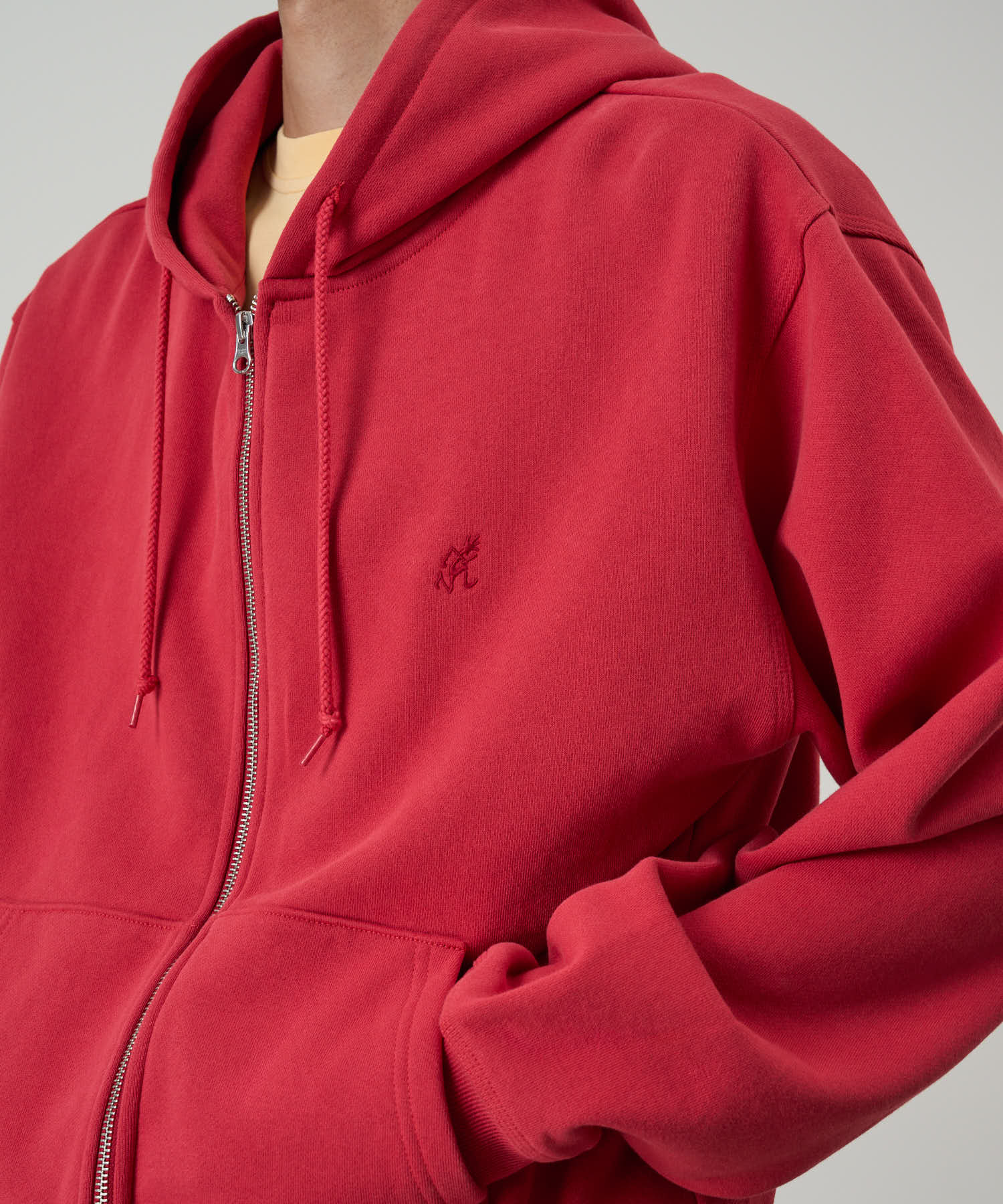 Gramicci One Point Zip Hooded Sweatshirt (Crimson Red) - Image 6