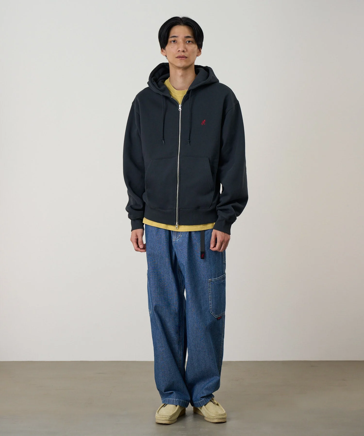 Gramicci One Point Zip Hooded Sweatshirt (Vintage Black) - Image 2