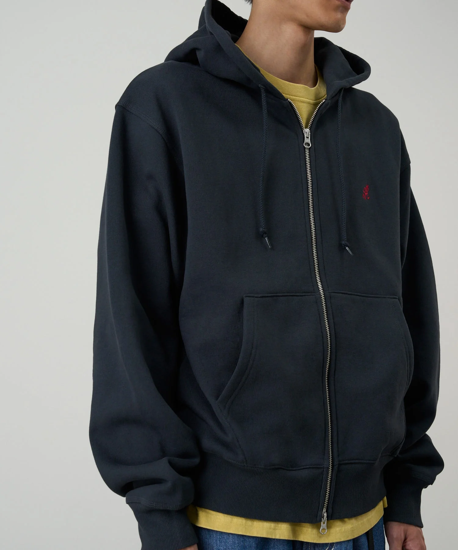 Gramicci One Point Zip Hooded Sweatshirt (Vintage Black) - Image 3
