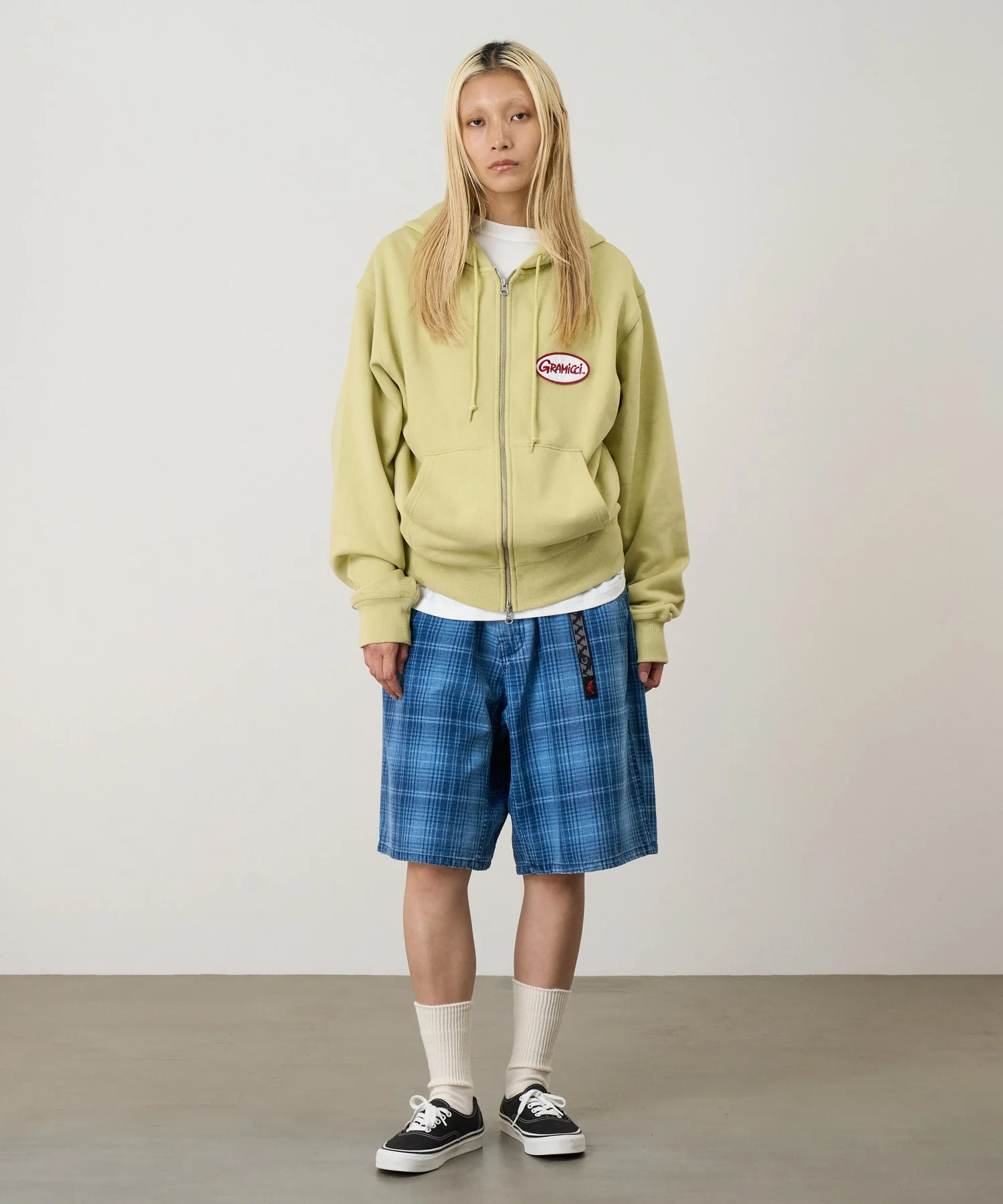 Gramicci Oval Patch Zip Hooded Sweatshirt (Lime) - Image 3