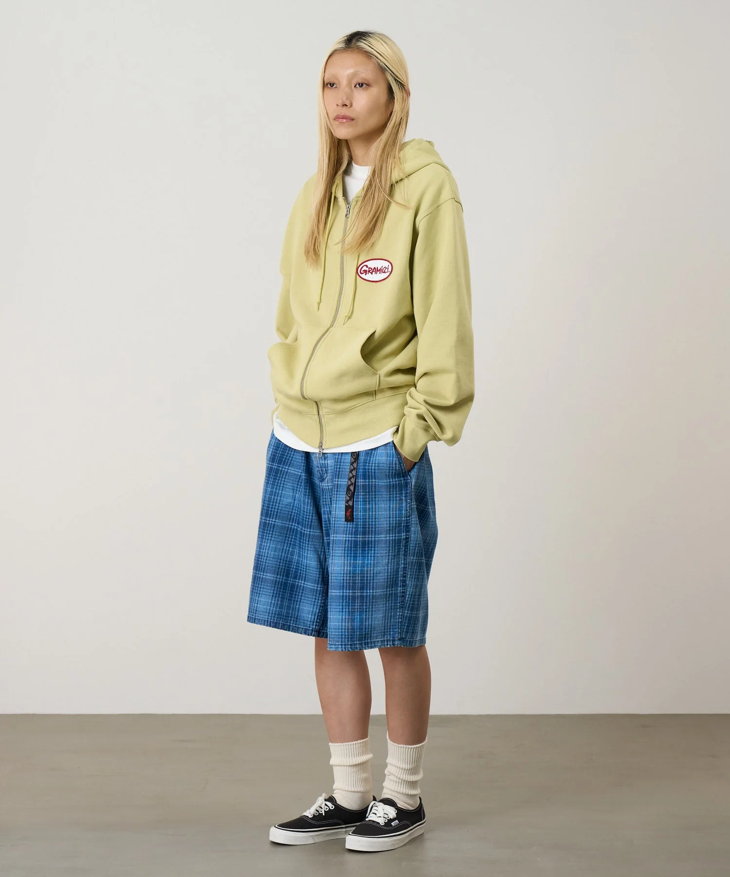 Gramicci Oval Patch Zip Hooded Sweatshirt (Lime) - Image 4