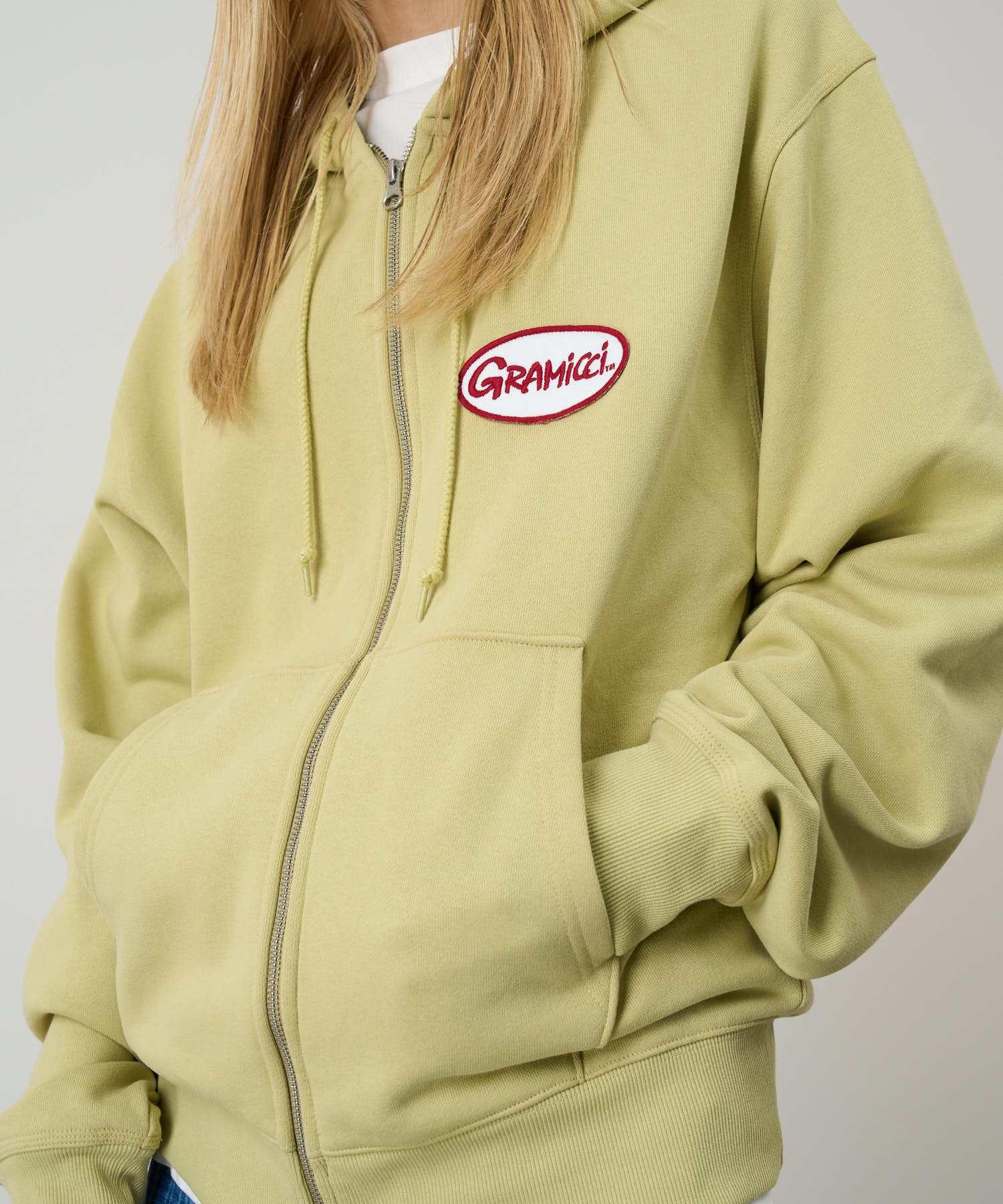 Gramicci Oval Patch Zip Hooded Sweatshirt (Lime) - Image 6