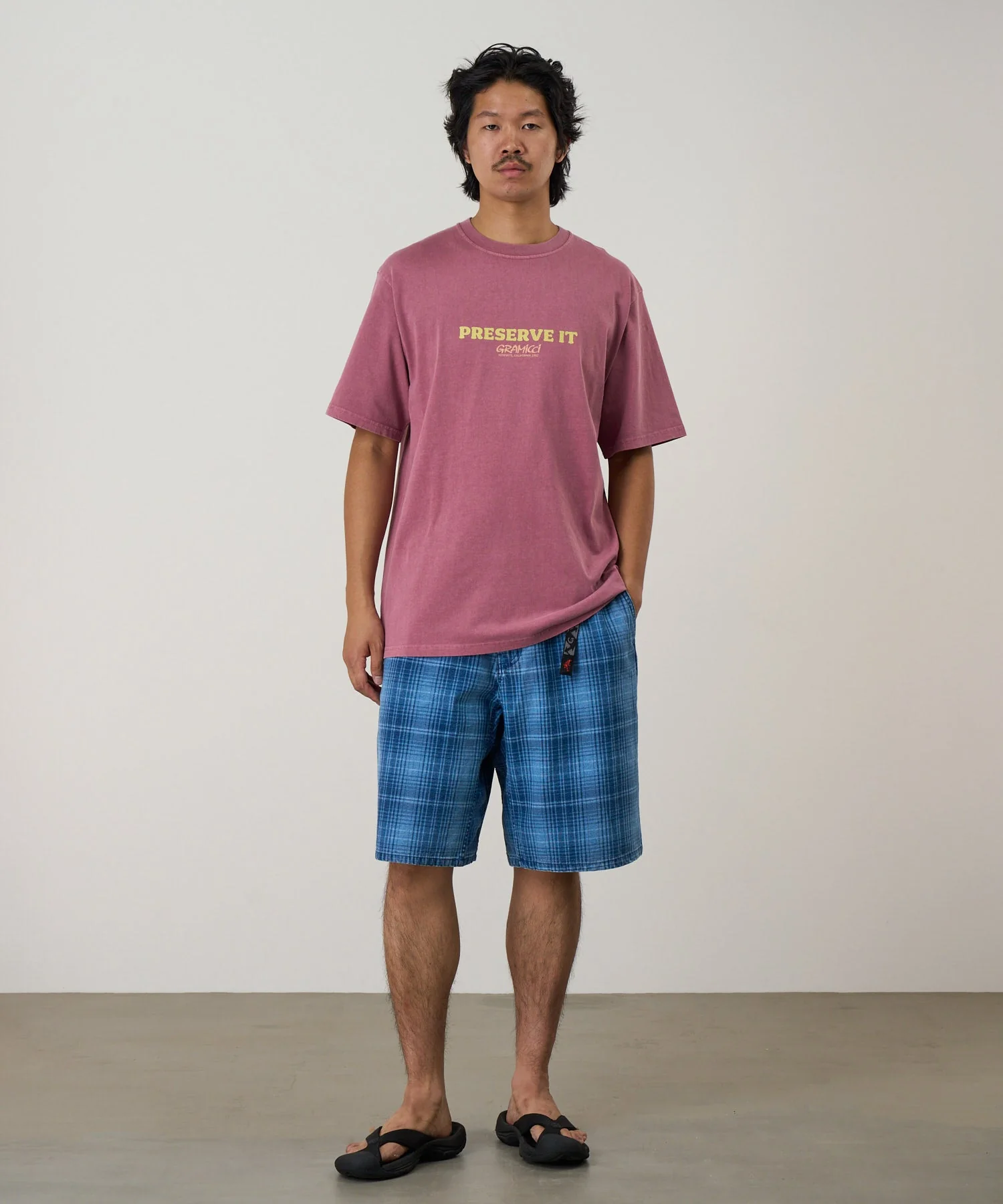 Gramicci Pigment Dyed Footprints Tee (Red Pigment) - Image 2