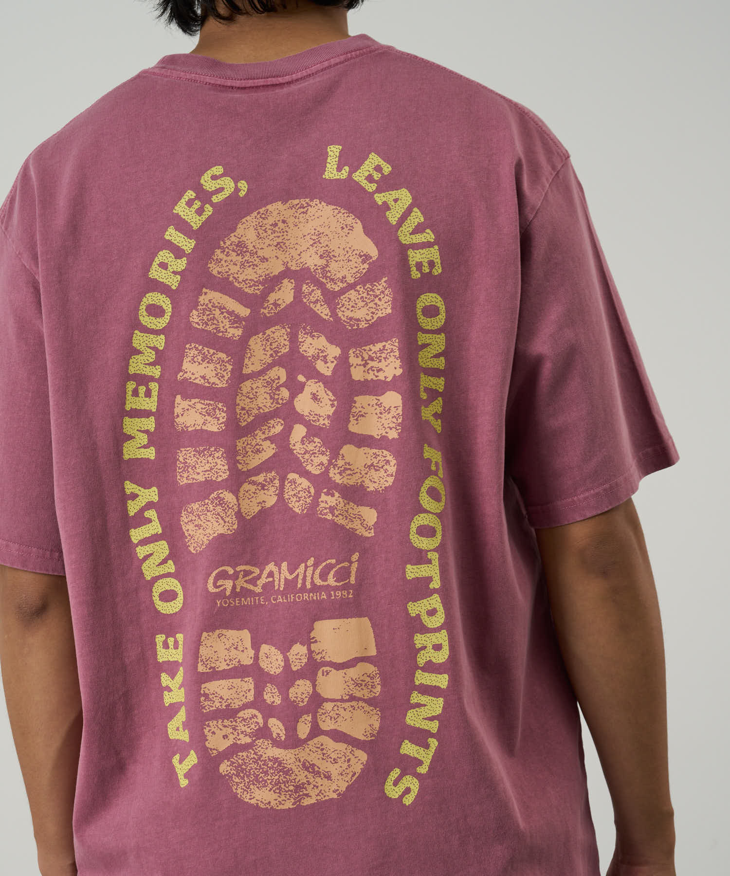 Gramicci Pigment Dyed Footprints Tee (Red Pigment) - Image 3