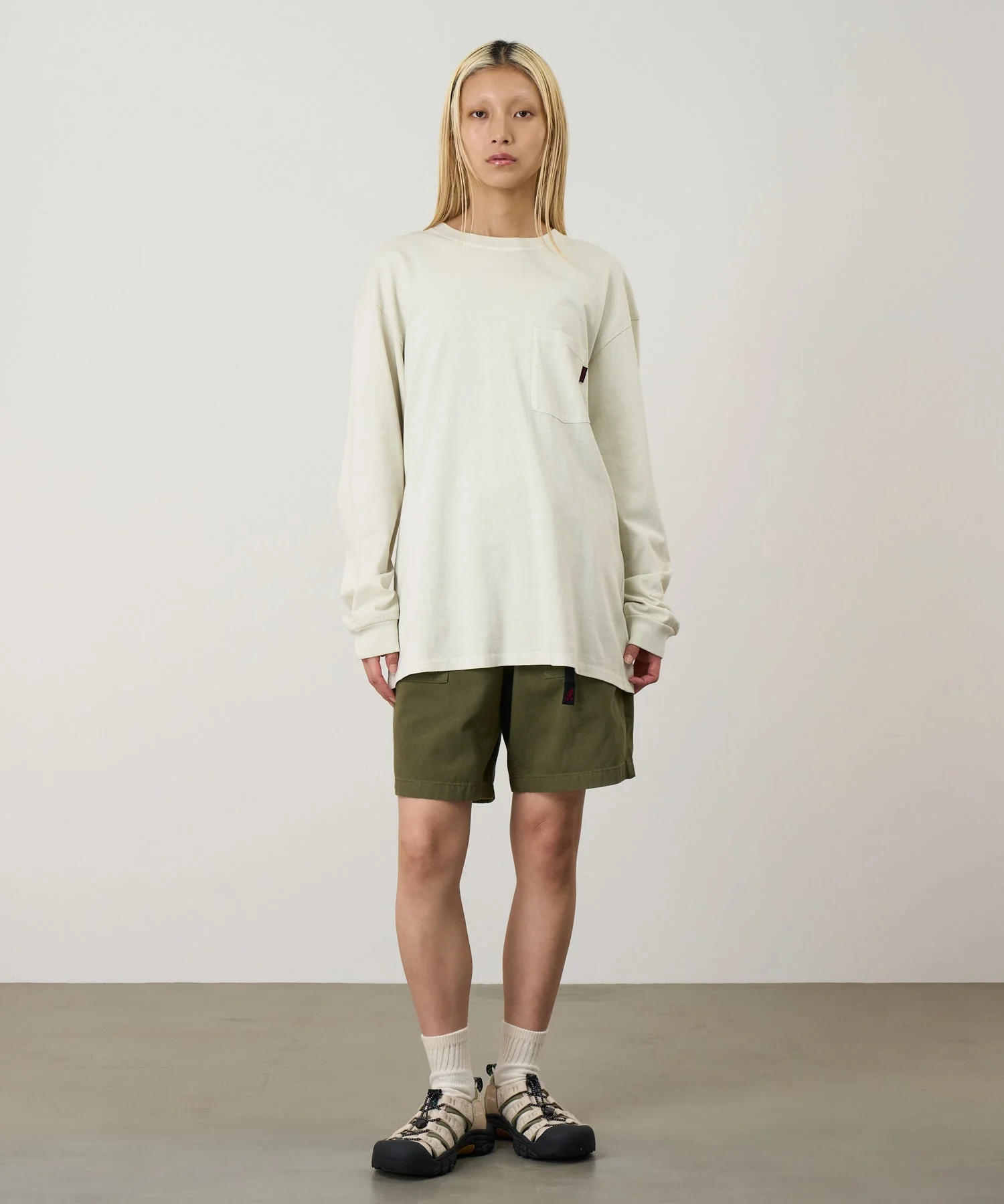Gramicci Pigment Dyed Long Sleeve Pocket Tee (Natural Pigment) - Image 2