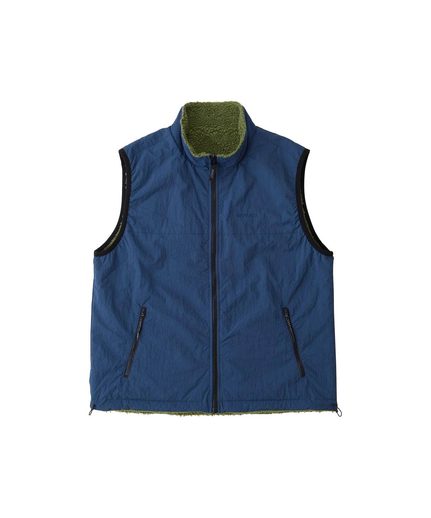 Gramicci Reversible Sherpa Vest (Olive / Dusty Navy) - Image 2